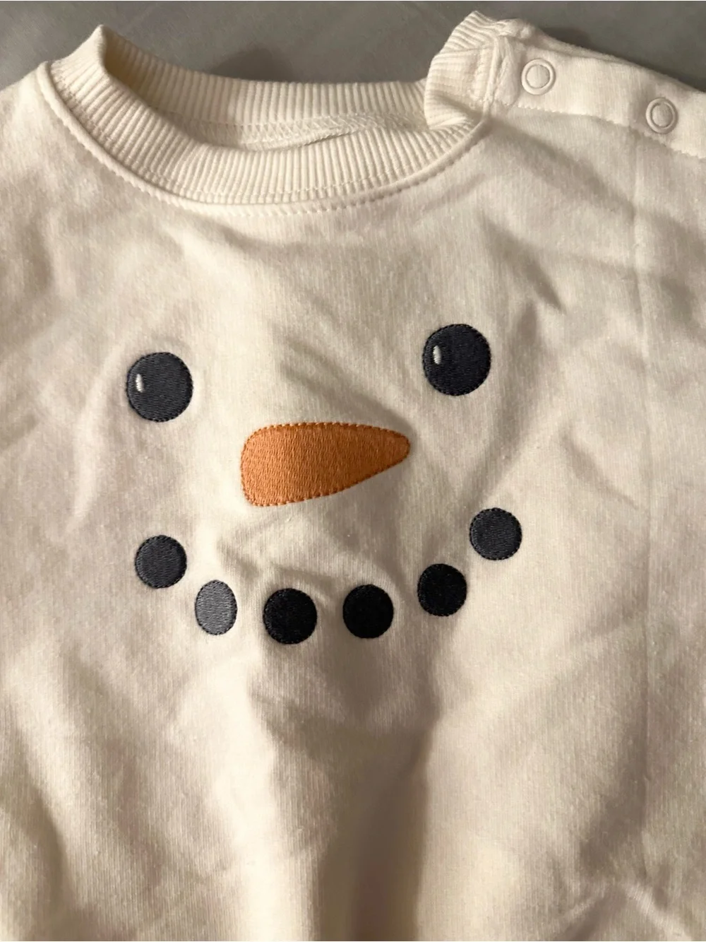 Cream Snowman Face Baby One-Piece Bodysuit